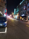 city Ã¢â¬â¹Ã¢â¬â¹street view of the most crowded of vehicles, street lights and shops roadside shops at night